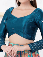 Joban Fashion Cobalt-Blue Gajji Silk Elbow Sleeveless Back Open Blouse