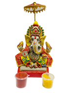 Eco-Friendly Ganesh Idols (Non-Toxic Colors) With Chatri, Kumkum & Akshat