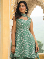 Janasya Sage Green Georgette Embroidered Kurta,Bottom & Dupatta