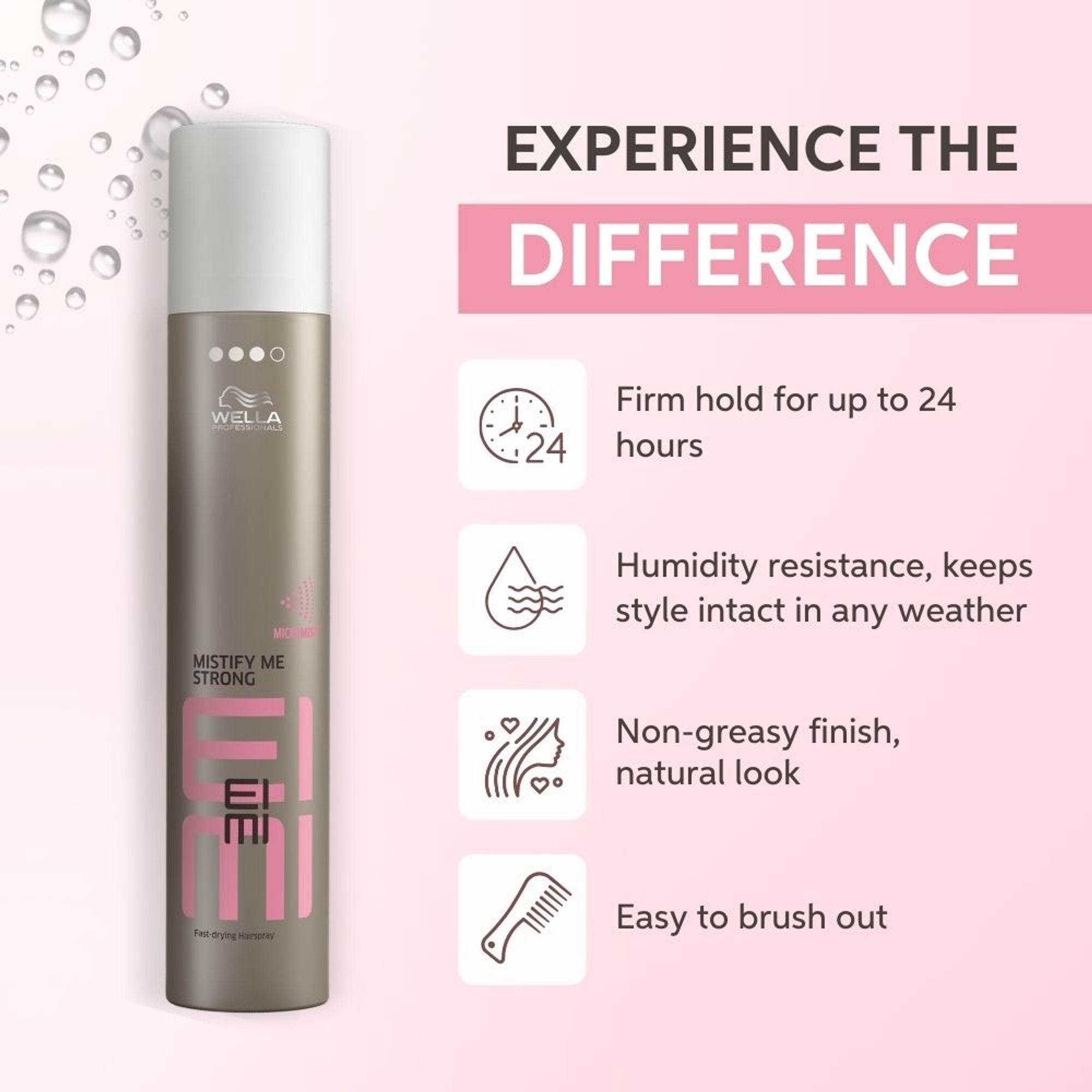 Wella Professionals EIMI Mistify Me Strong Hair Spray For 24H Hold, Frizz Control & Fast-Drying Finish
