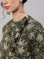 Aks Floral Printed Cotton A-Line Kurta