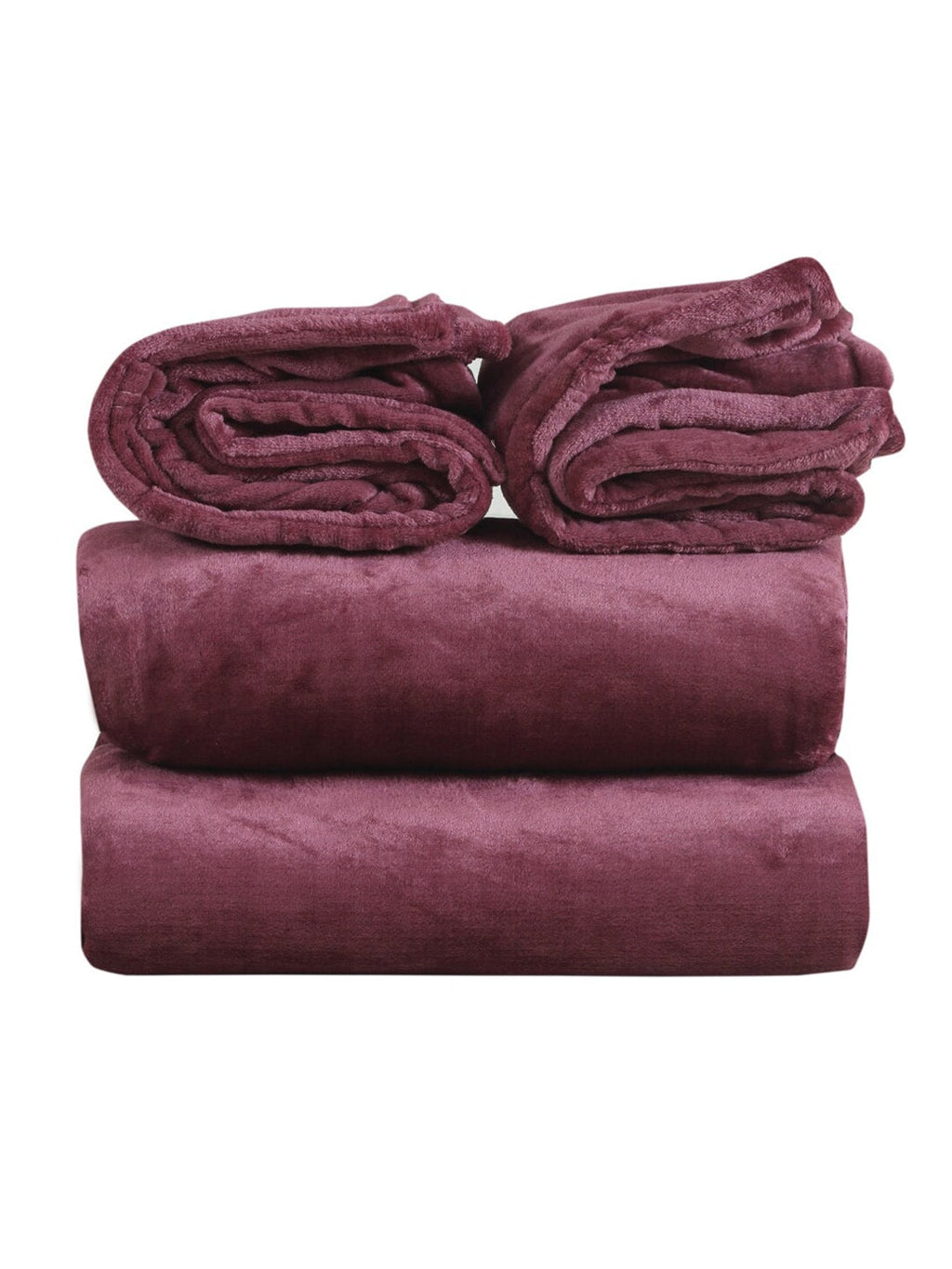 Nendle Magenta Woollen 400 TC King Bedsheet with 2 Pillow Covers