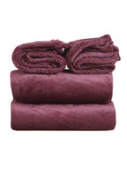 Nendle Magenta Woollen 400 TC King Bedsheet with 2 Pillow Covers