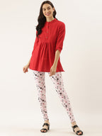Souchii White & Pink Printed Ankle-Length Leggings - Distacart