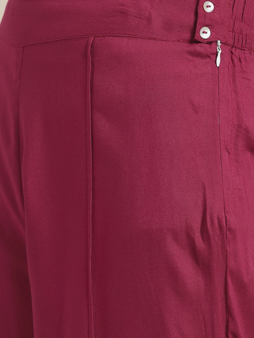 Sangria Women Magenta & Golden Printed Kurta with Palazzos & Dupatta