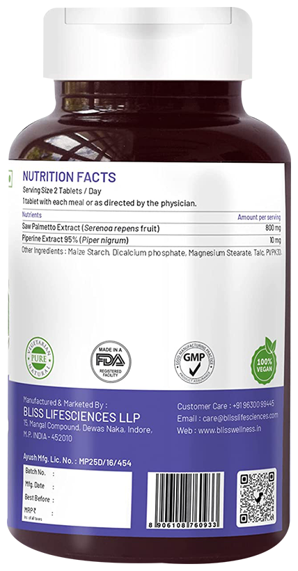 Bliss Welness Male Health Saw Palmetto Extract Veg Tablet