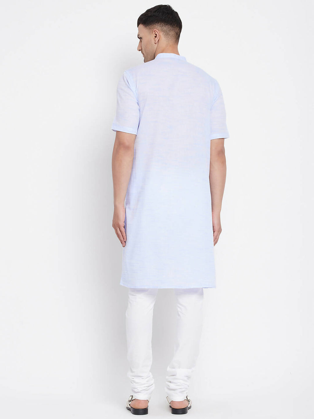 Even Apparels Blue Color Pure Cotton With Band Collar Men's H/S Kurta - Distacart