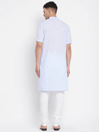Even Apparels Blue Color Pure Cotton With Band Collar Men's H/S Kurta - Distacart