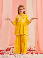 Joban Fashion Girl's Mustard Color Sharara Set
