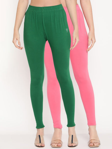 TAG 7 Women Pack of 2 Solid Comfort Fit Ankle Length Leggings