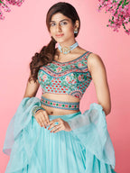 Myra Sky Blue Art Silk Designer Lehenga
