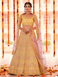 Myra Yellow Organza Embroidered Designer Lehenga