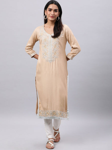 Souchii Women Ethnic Motifs Yoke Design Thread Work Kurta