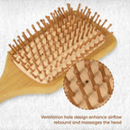 ZEYU Wooden Rectangular Bamboo Hair Brush With Round Ball Bristles - Brown