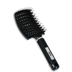 ZEYU Detangler Big Curved Brush With Natural Boar Bristles- Black