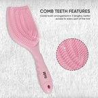 ZEYU Detangler Hairbrush with Removable Cleaning Brush - Pink