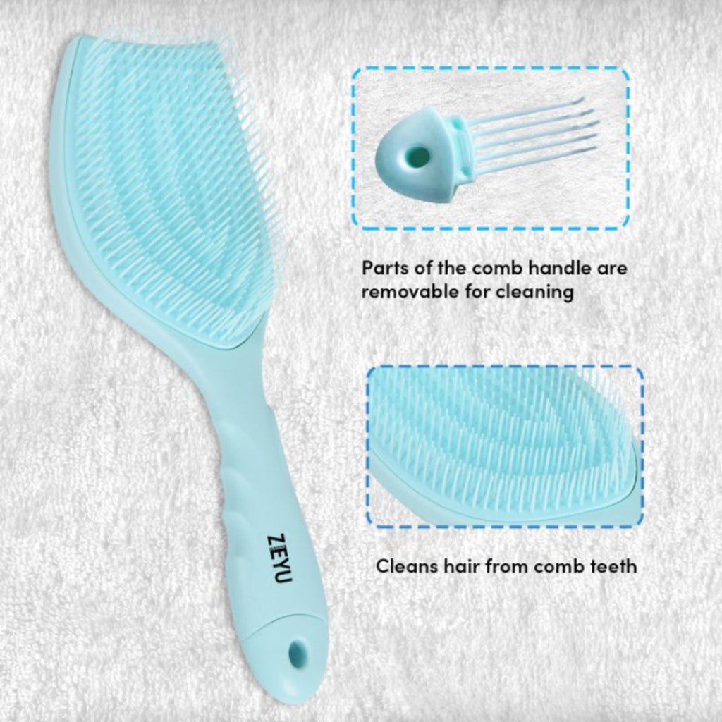 ZEYU Detangler Hairbrush with Removable Cleaning Brush - Blue