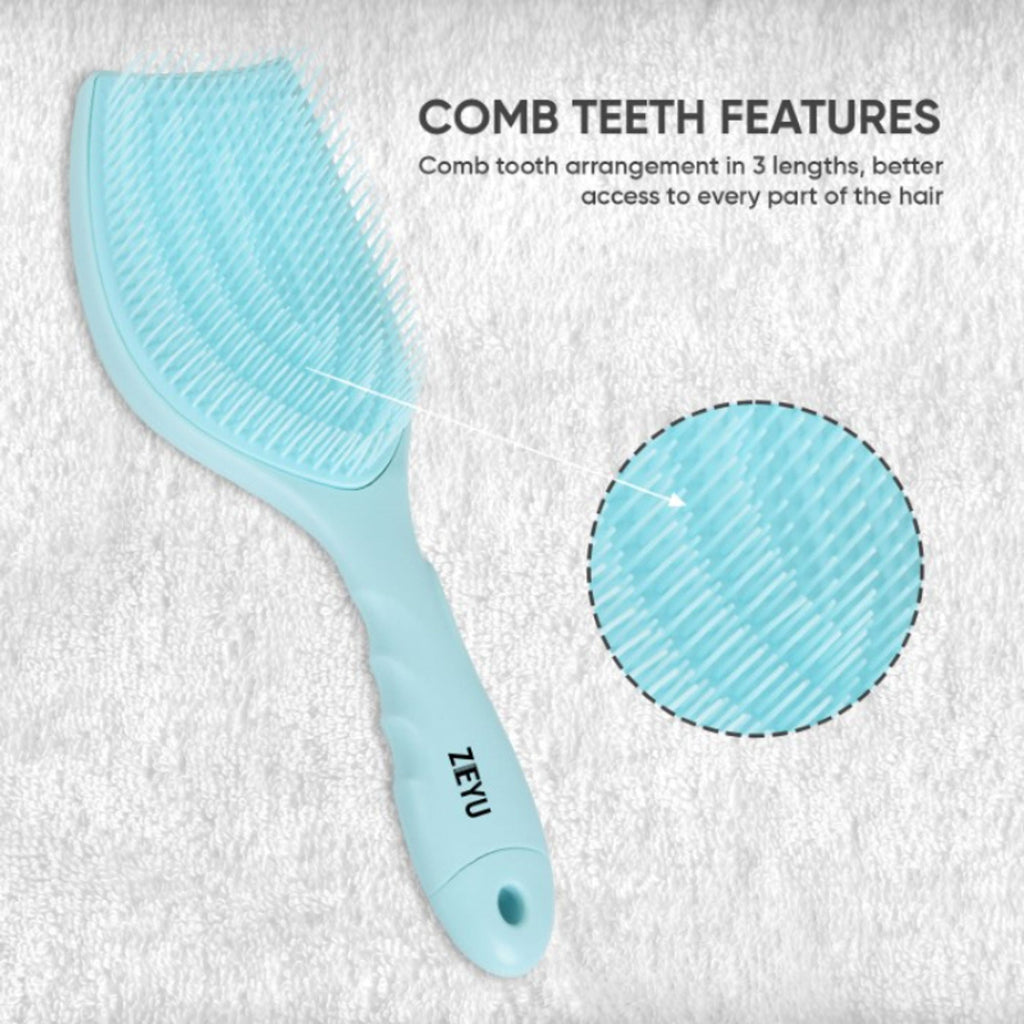 ZEYU Detangler Hairbrush with Removable Cleaning Brush - Blue