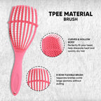ZEYU Detangler Hairbrush for Curly Hair – 8-Row Flexible & Soft Nylon Bristles - Pink