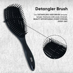 ZEYU Detangler Hairbrush for Curly Hair – 8-Row Flexible & Soft Nylon Bristles - Black