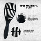 ZEYU Detangler Hairbrush for Curly Hair – 8-Row Flexible & Soft Nylon Bristles - Black