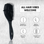 ZEYU Detangler Hairbrush for Curly Hair – 8-Row Flexible & Soft Nylon Bristles - Black