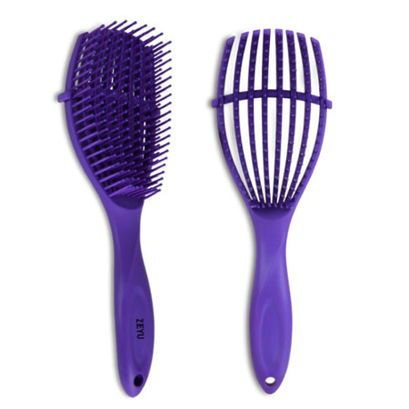 ZEYU Detangler Hairbrush for Curly Hair – 8-Row Flexible & Soft Nylon Bristles- Blue