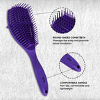 ZEYU Detangler Hairbrush for Curly Hair – 8-Row Flexible & Soft Nylon Bristles- Blue