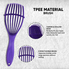 ZEYU Detangler Hairbrush for Curly Hair – 8-Row Flexible & Soft Nylon Bristles- Blue