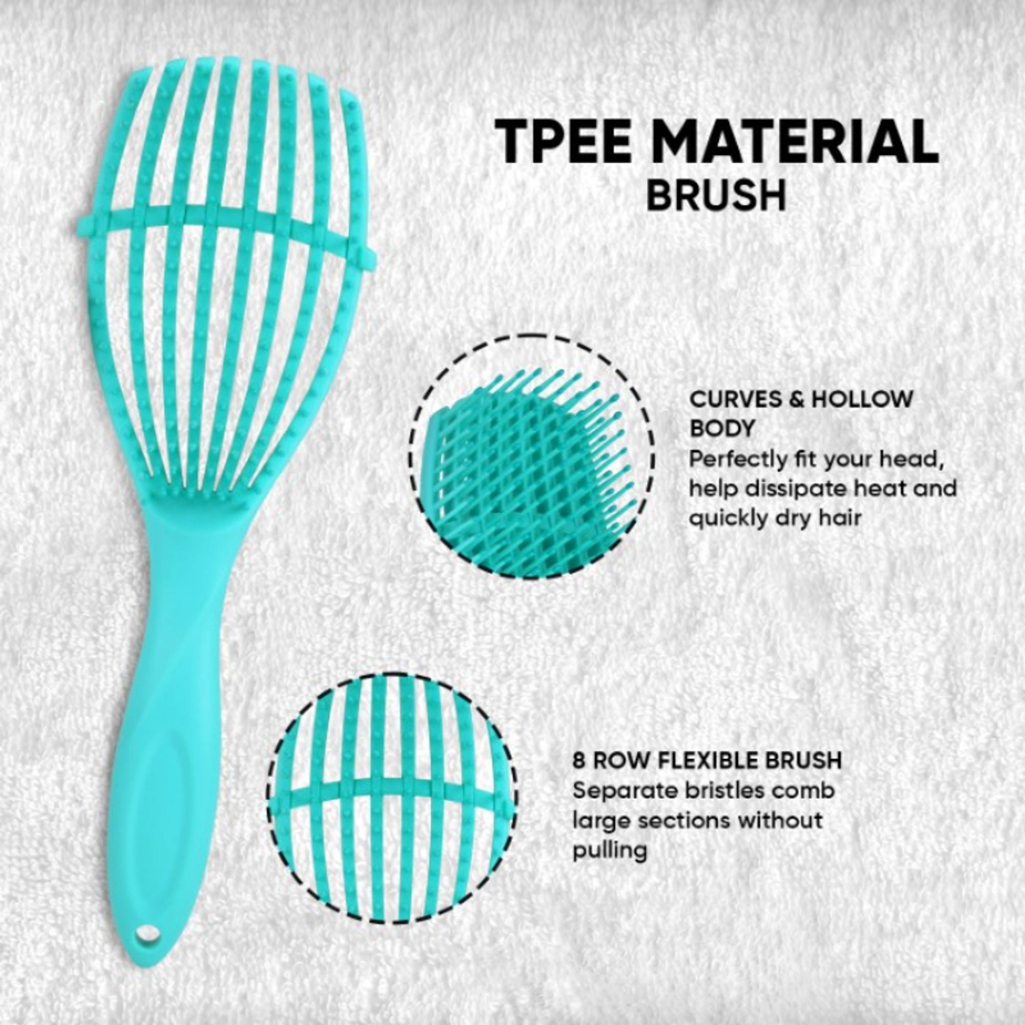 ZEYU Detangler Hairbrush for Curly Hair – 8-Row Flexible & Soft Nylon Bristles - Green