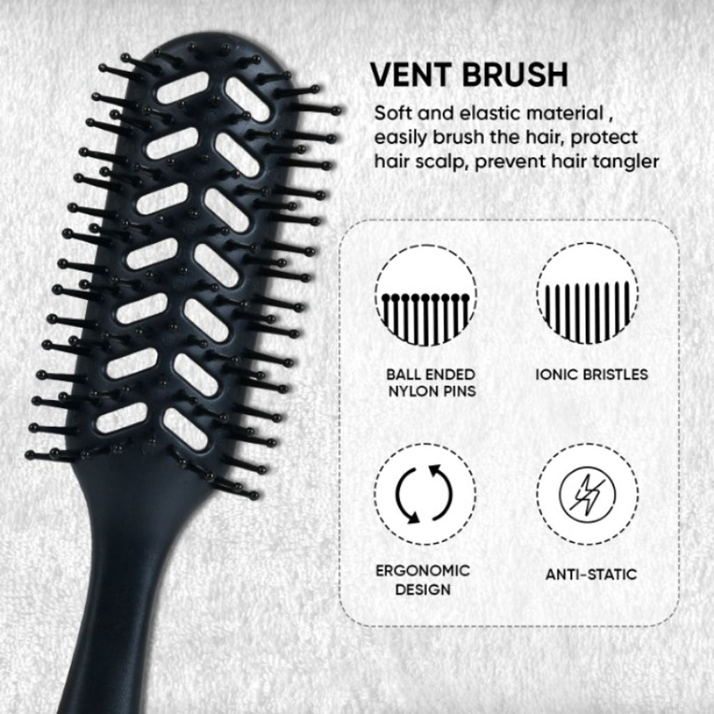 ZEYU Vent Hairbrush for Fast Drying and Detangling, Lightweight Brush - Black