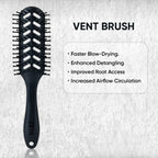 ZEYU Vent Hairbrush for Fast Drying and Detangling, Lightweight Brush - Black