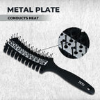 ZEYU Vented HairBrush With Metal Plate & Bristles- Black Silver