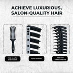 ZEYU Vented HairBrush With Metal Plate & Bristles- Black Silver