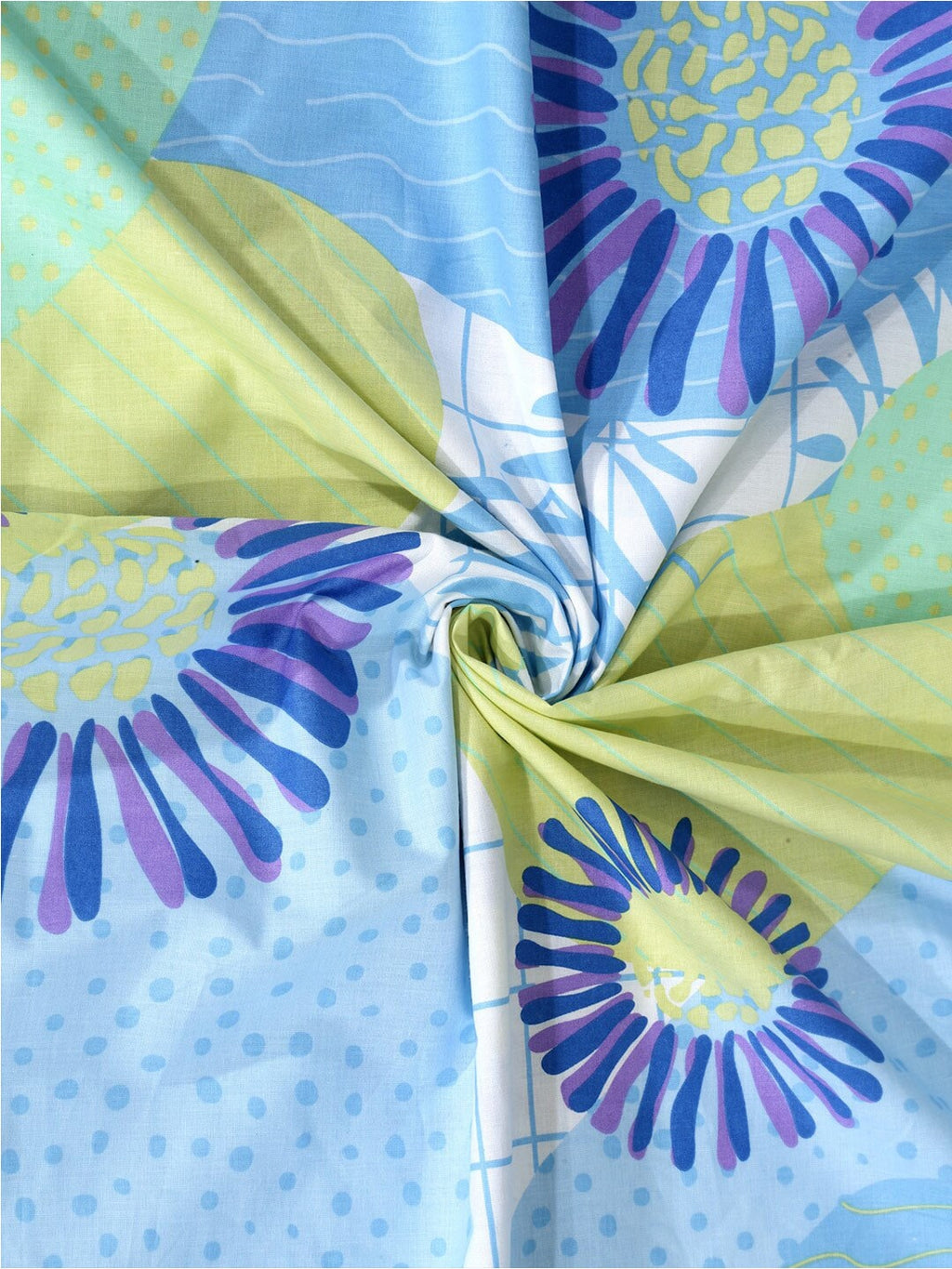 BOMBAY DYEING Serenita Blue Printed Cotton 144 TC King Bedsheet with 2 Pillow Covers