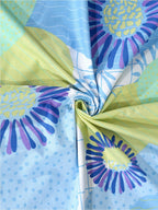 BOMBAY DYEING Serenita Blue Printed Cotton 144 TC King Bedsheet with 2 Pillow Covers