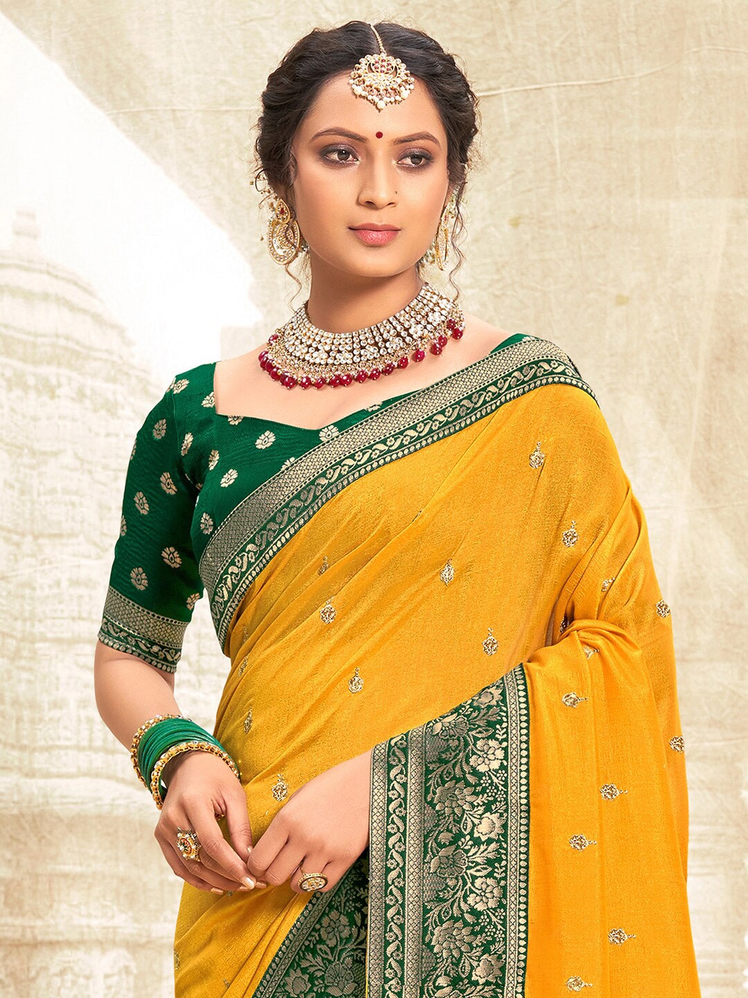 Saree Mall Woven Design Zari Silk Blend Sarees