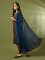Myshka Women's Multi Printed Cotton Straight Party Kurta Set With Dupatta