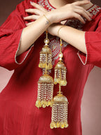 NVR Women's Pack Of 2 Gold-Polished & White Pearl Beaded Bridal Layered Heavy Kaleera Sets - Distacart