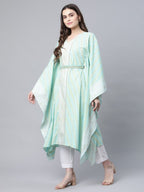 Ahalyaa Women Sea Green Crepe Printed Kaftan Kurta - Distacart