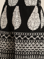 Sangria Women Black & White Ethnic Motifs Printed Pure Cotton Kurta with Sharara