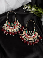 Shoshaa Women Maroon Contemporary Chandbalis Earrings - Distacart