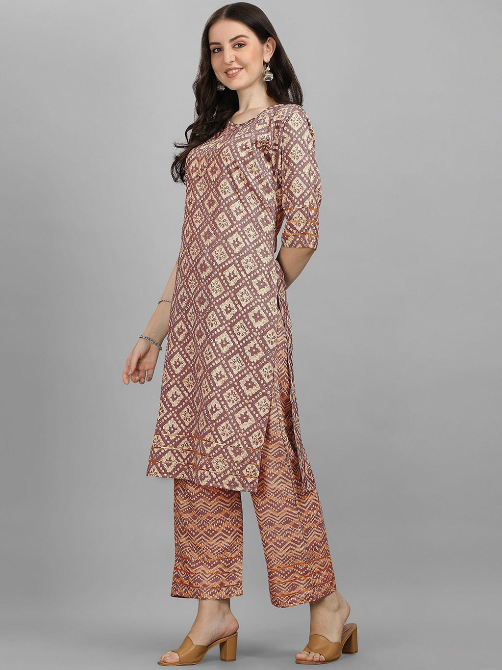 HERE&NOW Women Orange Ethnic Motifs Printed Kurta With Palazzos