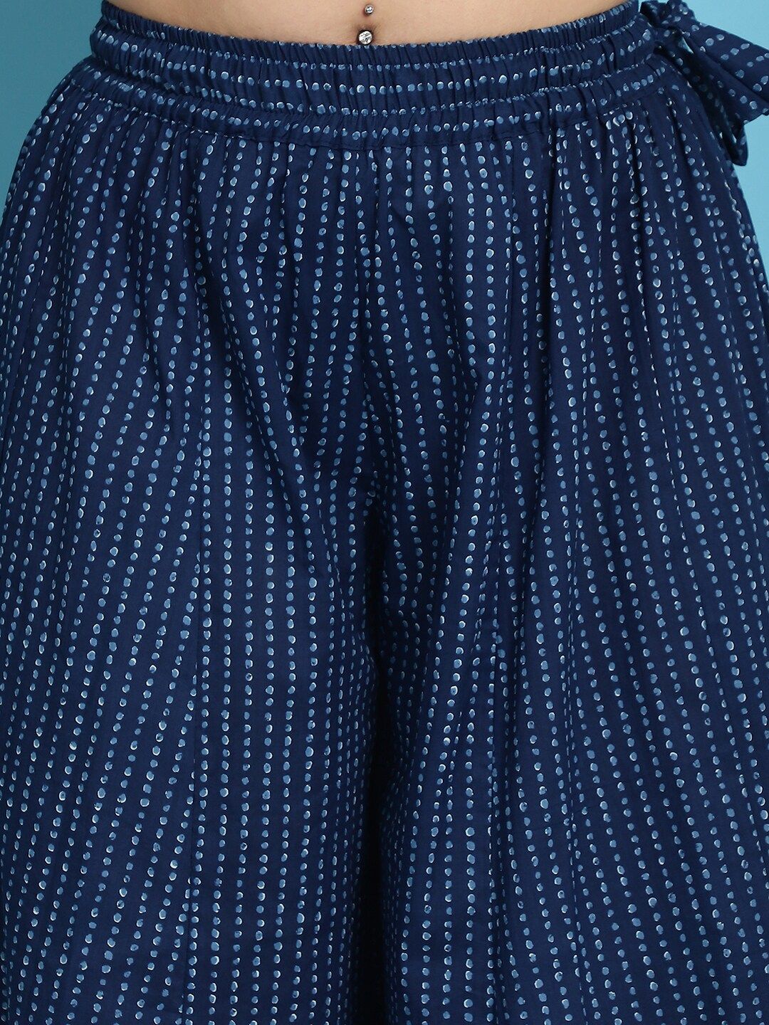 TAG 7 Plus Size Polka Dot Printed Pure Cotton Flared Ethnic Palazzo