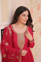 Joban Fashion Pink Georgette Sequence Embroidery Work Kurta Set - Distacart