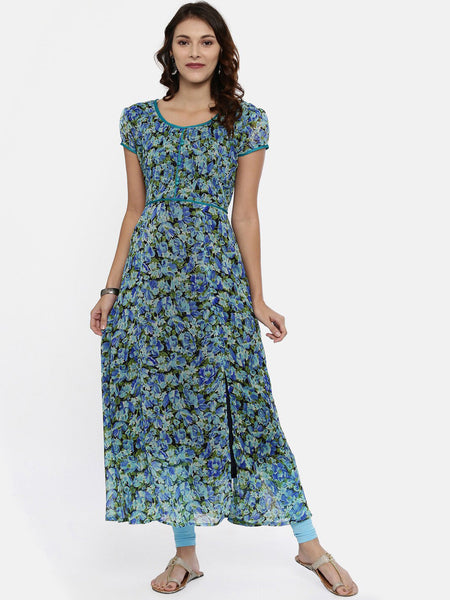 Souchii Women Printed Floral Round Neck Kurta