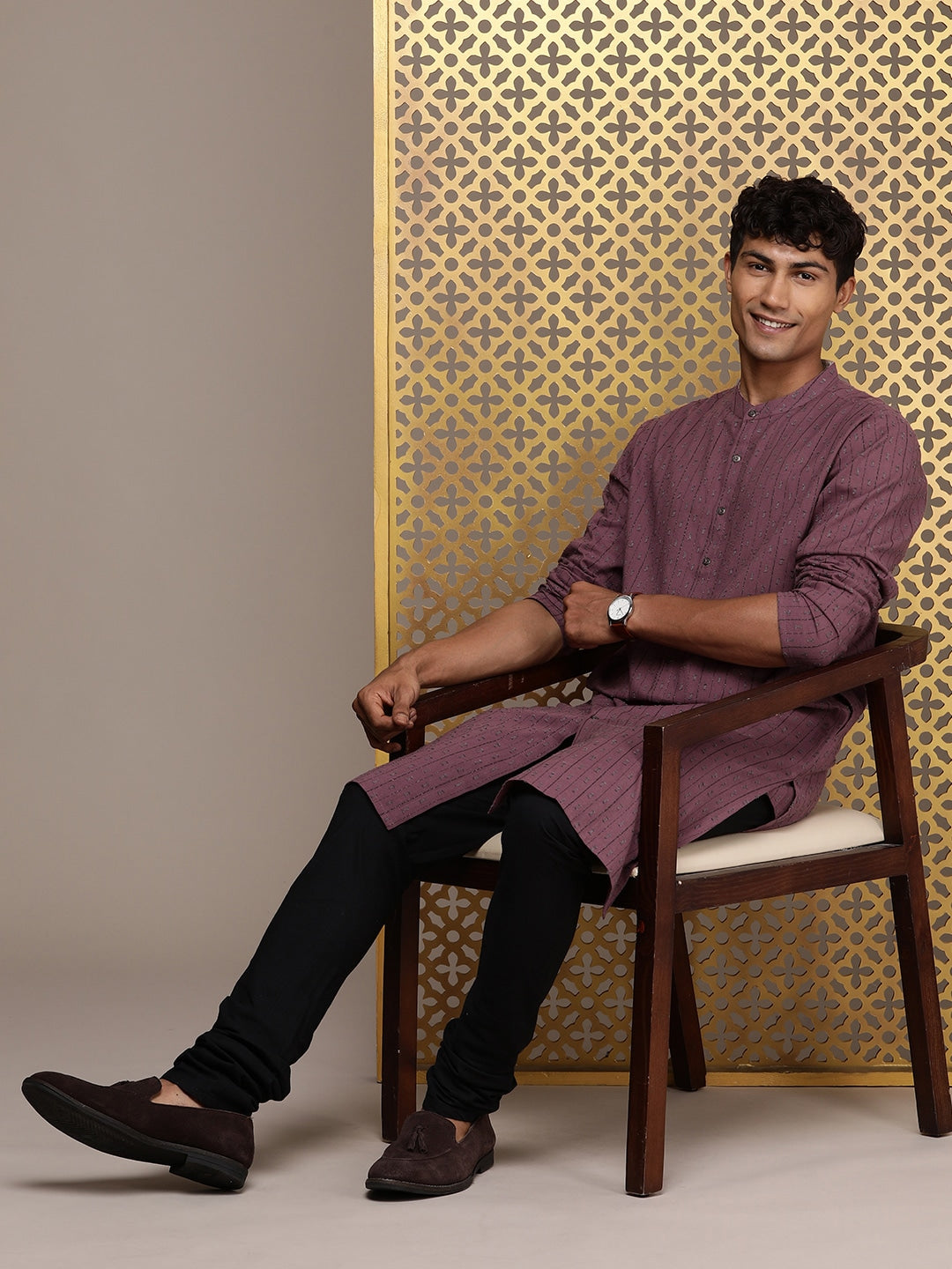 House of Pataudi Woven Design Straight Jashn Kurta