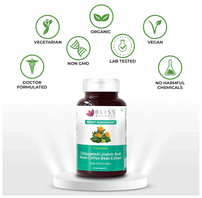 bliss welness weight management cla carb controller green coffee bean extract veg tablet