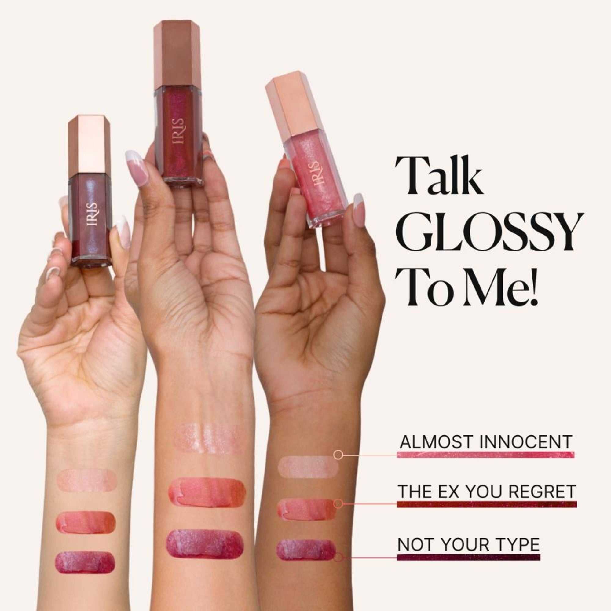 IRIS COSMETICS Talk Glossy To Me! Shimmer Lip Gloss - Light Pink With Iridescent Shimmer