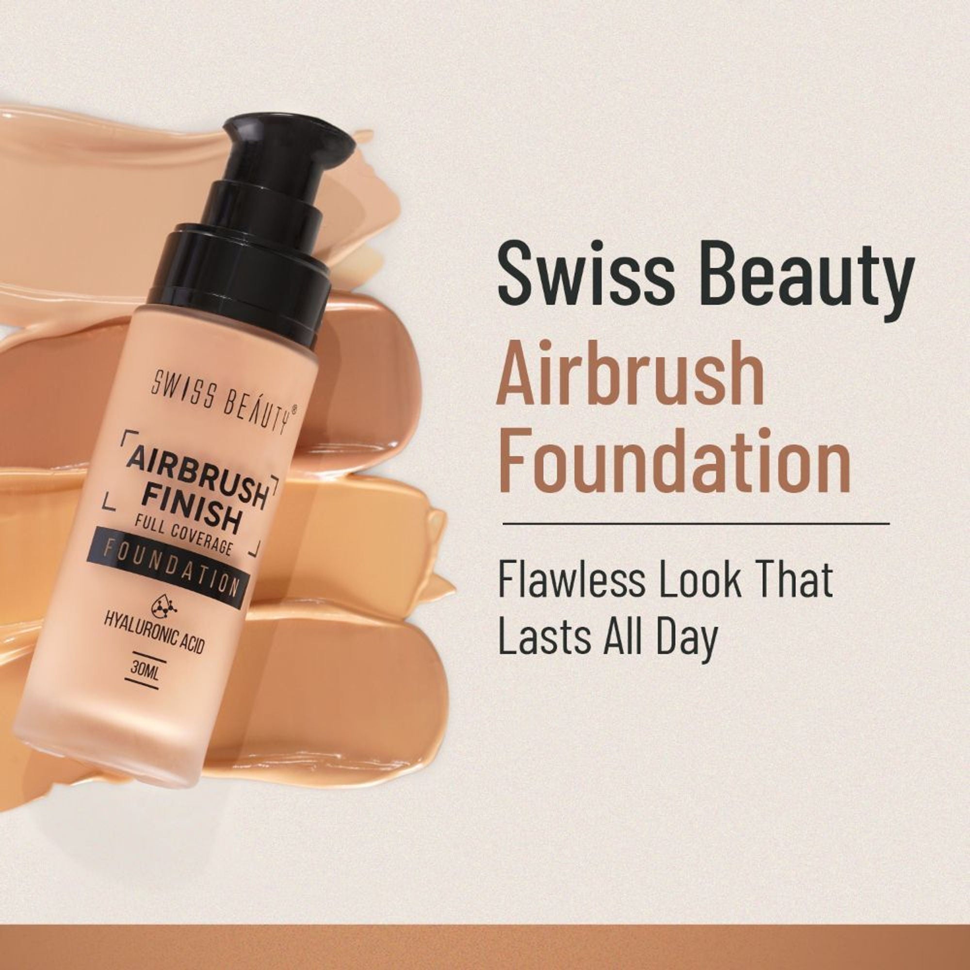 Swiss Beauty Airbrush Finish Full Coverage Foundation - 1 Shell White - Distacart